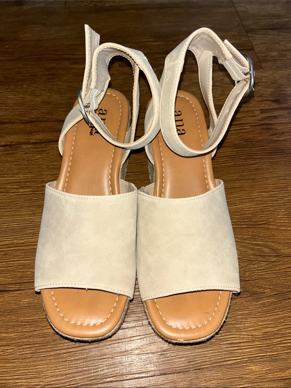 a.n.a Cream Open-Toe Ankle-Strap Sandals